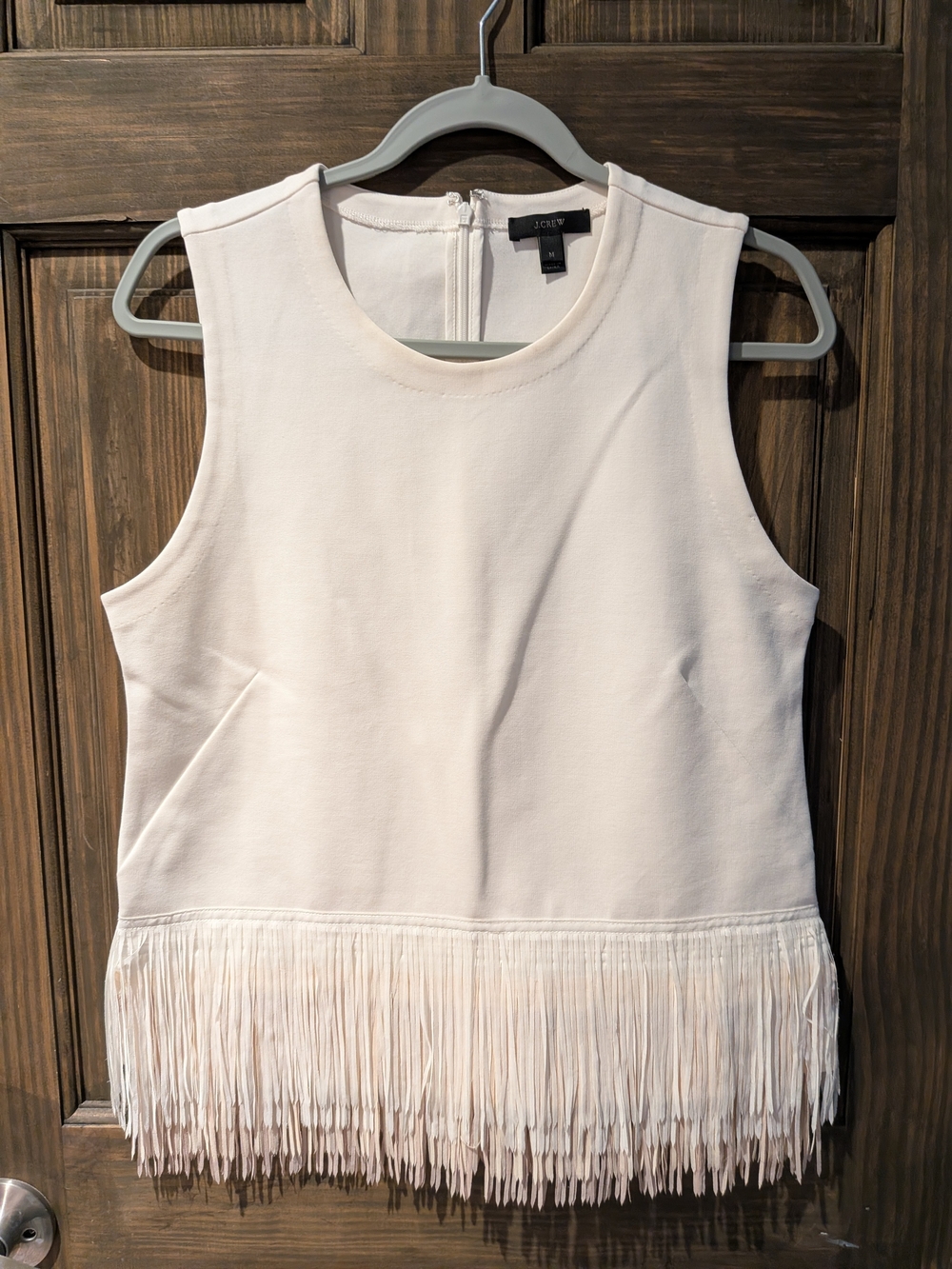 J. Crew Cream Fringe Hem Sleeveless Top